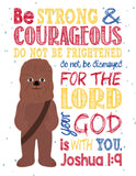 Space Wars Christian Nursery Decor Set of 4 Unframed Prints with Luke Skywalker, Yoda, C-3PO, Chewbacca