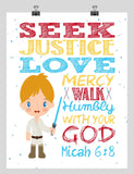 Luke Skywalker Christian Star Wars Nursery Decor Print, Seek Justice Love Mercy - Micah 6:8