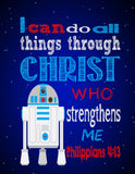 R2D2 Christian Star Wars Nursery Decor Print, I Can Do All Things Through Christ Who Strengthens Me Philippians 4:13