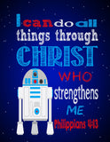 Star Wars Christian Nursery Art Decor Set of 4 Prints, Luke Skywalker, Yoda, BB-8 and R2D2 with Bible Verses
