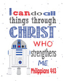 Star Wars Christian Nursery Decor Set of 4 Prints with Luke Skywalker, Yoda, Darth Vader and R2D2