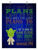 Yoda Christian Star Wars Nursery Decor Art Print - For I Know The Plans I Have For You, Jeremiah 29:11