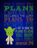 Yoda Christian Star Wars Nursery Decor Art Print - For I Know The Plans I Have For You, Jeremiah 29:11