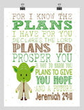 Yoda Christian Star Wars Nursery Decor Print, For I Know The Plans I Have For You - Jeremiah 29:11