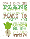 Yoda Christian Star Wars Nursery Decor Print, For I Know The Plans I Have For You - Jeremiah 29:11