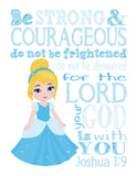 Princess Christian Nursery Decor Set of 4 Unframed Prints Jasmine, Cinderella, Mulan and Belle with Bible Verse