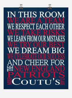 New England Patriots Personalized Classroom Rules - Sports Art - Available in Multiple Sizes