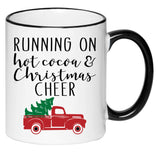 Running on Hot Cocoa & Christmas Cheer Black and White Coffee Mug