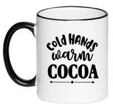 Cold Hands Warm Cocoa Cute Adorable Mug Hot Cocoa Cup, Gift for Her, Gift for Women, Hot Chocolate, 11 Ounce Ceramic Mug