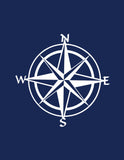 Nautical Nursery Art Home Decor Print Set of 4 - Navy Blue Rose Compass Sailboat Anchor Wheel