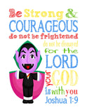 Count Sesame Street Christian Nursery Decor Print, Be Strong & Courageous Joshua 1:9