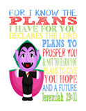 Count Sesame Street Christian Nursery Decor Print, For I Know The Plans I Have For You, Jeremiah 29:11