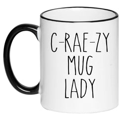 C-Rae-Zy Mug Lady Farmhouse Mug Rae Dunn Inspired Coffee Cup, Gift for Her, Farmhouse Decor, Hot Chocolate, 11 Ounce Ceramic Mug