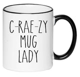 C-Rae-Zy Mug Lady Farmhouse Mug Rae Dunn Inspired Coffee Cup, Gift for Her, Farmhouse Decor, Hot Chocolate, 11 Ounce Ceramic Mug