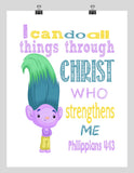 Creek Trolls Christian Nursery Decor Print, I Can Do All Things through Christ Who Strengthens Me Philippians 4:13