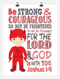 Daredevil Superhero Christian Nursery Decor Print - Be Strong & Courageous Joshua 1:9
