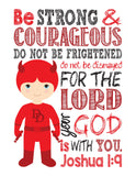 Daredevil Superhero Christian Nursery Decor Print - Be Strong & Courageous Joshua 1:9
