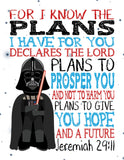 Darth Vader Christian Space Wars Nursery Decor Unframed Print For I Know The Plans I Have For You Jeremiah 29:11