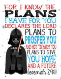 Darth Vader Christian Star Wars Nursery Decor Unframed Print, For I Know The Plans I Have For You - Jeremiah 29:11