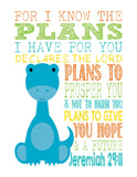 Dinosaur Inspirational Nursery Decor Set of 4 Prints - Tyrannosaurus Rex, Diplodocus, Stegosaurus and Triceratops