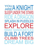Baby Boy Nursery Art Decor Set of 3 - Knight, Dragon, Dream Big