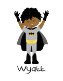African American Personalized Superhero Nursery Decor Set of 3 Prints - Dream Big Little Batman