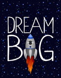 Outer Space Astronaut Boy Nursery Art Decor Set of 2 - Dream Big Little One