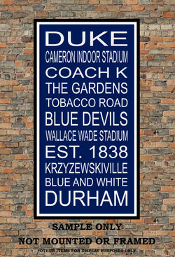 Duke Blue Devils Subway Wall Art Print