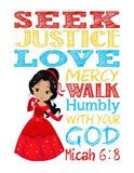 Princess Set of 4 - Christian Nursery Decor Wall Art Print - Cinderella, Merida, Elena and Belle - Bible Verse - Multiple Sizes