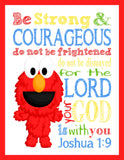Sesame Street Christian Nursery Decor Set of 4 Prints, Big Bird, Cookie Monster, Elmo and Oscar the Grouch with Bible Verses