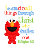 Elmo Sesame Street Christian Nursery Decor Print, I Can Do All Things - Philippians 4:13