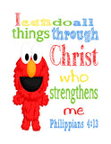 Elmo Sesame Street Christian Nursery Decor Print, I Can Do All Things - Philippians 4:13
