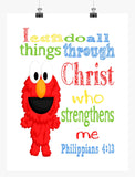 Elmo Sesame Street Christian Nursery Decor Print, I Can Do All Things - Philippians 4:13