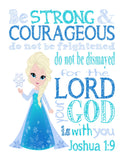 Christian Frozen Nursery Decor Unframed Set of 4 Prints Princess Elsa, Anna, Sven and Olaf with Bible Verses