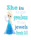 Frozen Christian Nursery Decor Set of 4 Prints, Princess Elsa, Anna, Sven and Olaf