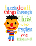 Ernie Sesame Street Christian Nursery Decor Print, I Can Do All Things - Philippians 4:13