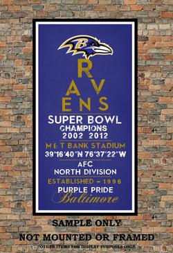 Baltimore Ravens Eye Chart Chalkboard Subway Print