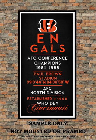 Cincinnati Bengals Eye Chart chalkboard subway print