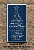 Dallas Cowboys Eye Chart chalkboard print - Football Sports Gift Subway Sign