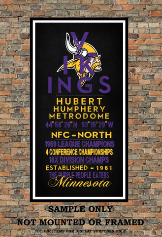 Minnesota Vikings - Eye Chart chalkboard print - sports, football, gift for fathers day, subway sign - Eyechart wall art