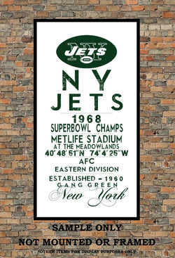 New York Jets- Eye Chart chalkboard print - sports, football, gift for fathers day, subway sign - Eyechart wall art