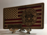 US Firefighter American Flag, desk flag, wall flag, Engraved Wood Painted Rustic Style Flag