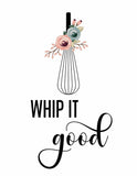 Floral Minimalist Funny Kitchen Art Set of 3 Unframed Prints - Kitchen Utensil Puns -  Just Beat It, Flippin Awesome, Whip It Good