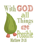 Fuzzbert Trolls Christian Nursery Decor Print - With God All Things Are Possible - Matthew 19:26