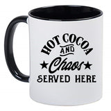Hot Cocoa and Chaos Served Here - Cute Adorable Mug Hot Cocoa Cup, Gift for Her, Gift for Women, Hot Chocolate, 11 Ounce Ceramic Mug