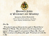 Personalized Harry Potter Acceptance Letter with Envelope from Hogwarts School of Witchcraft and Wizardry