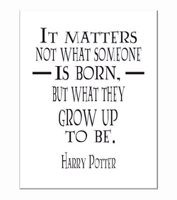 Harry Potter Motivational Hogwarts Quote Decor Print - It Matters what Someone is Born, but what they Grow up to be.
