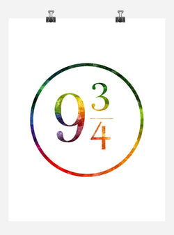 Hogwarts Express Platform 9 3/4 Harry Potter Train Platform Number Watercolor Print