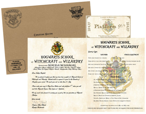 Personalized Harry Potter Acceptance Letter with Envelope from Hogwarts School of Witchcraft and Wizardry - Headmistress Minerva McGonagall