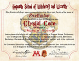Gryffindor Personalized Harry Potter Diploma - Hogwarts School of Witchcraft and Wizardry Degree